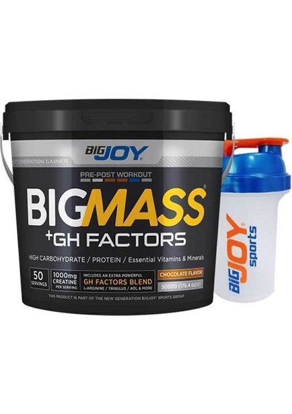 Bigjoy Big Mass Gainer GH Factors 5000 gr Çikolata Aromalı Arjinin ve B6 Vitaminli Karbonhidrat Tozu – Türkiye Üretimi Erkek Sporculara Özel fiyatları