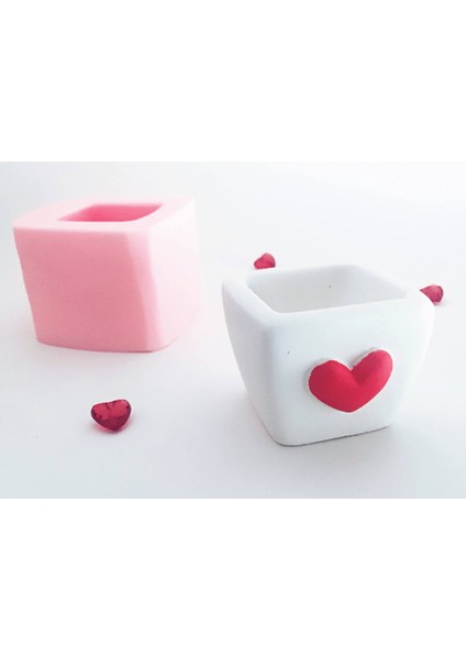 Kalpli Minyatür Kare Sükülent Saksı Silikon Kalıp K-176