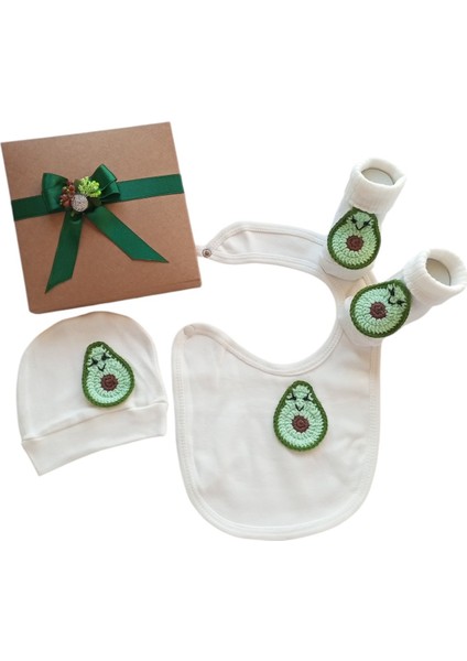Hoşgeldin Bebek, Ünisex, Yenidoğan Bebek, Avokado Motifli Önlük Çorap Şapka Hediye Seti fiyatları