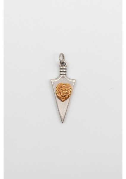 Ok Ucu Aslan Figürlü Gümüş Kaplama Kolye Ucu