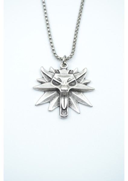 Witcher 3 Gümüş Kaplama Örme Zincir Kolye