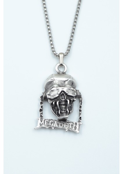 Megadeth Örme Zincir Kolye - Gümüş Kaplama - Erkek Kadın Kolye - NO:1529