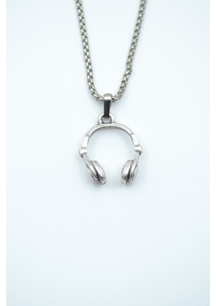 Kulaklık Gümüş Kaplama Örme Zincir Kolye