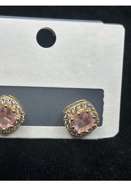 Zirkon Taşlı Pembe Zümrüt Küpe modelleri