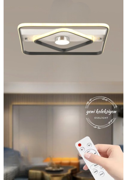 ESSLİGHT SANYA 45 CM PLAFONYER LED AVİZE 3 RENK IŞIK MODLU (BEYAZ SARI GÜN IŞIĞI) SALON OTURMA ODASI YATAK ODASI OFİS