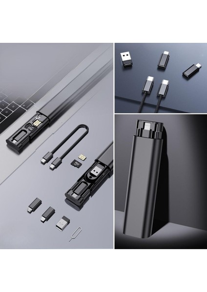 Cep Tipi 60W Bas Aç Type-C,iphone Şarj,micro USB Hızlı Şarj Data Kablo Seti (4987)