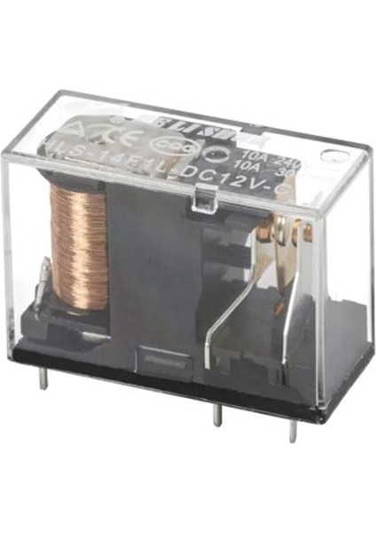 12 Volt Role Tek Kontak 5 Bacak 10 Amper Şeffaf (HLS-14F1L-DC12V-C) (4987)