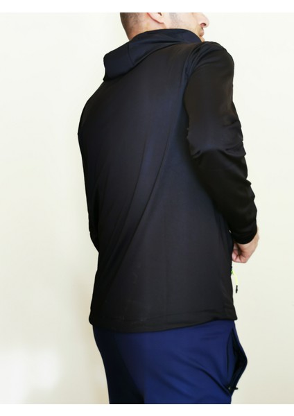 Erkek Siyah Kapşonlu Sweatshirt 7022-02