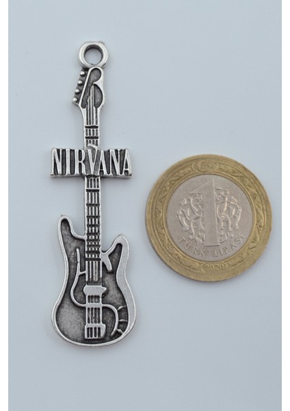 Nirvana Elektro Gitar Kolye Ucu - Antik Gümüş Kaplama - KOD:319