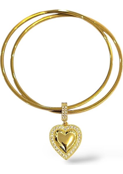 Bombe Kalp Charm Çelik Ajda Bilezik
