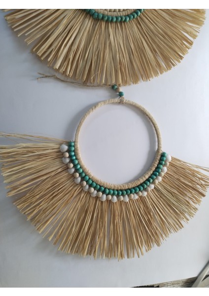 Bhbohem Handmade 2lirafya Duvar Süsü Duvar Panosu Rafya Kapı Süsü Balkon Mobilyası Duvar Süsü A