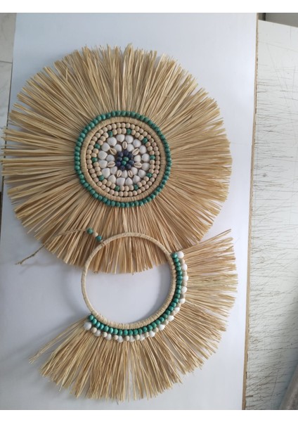 Bhbohem Handmade 2lirafya Duvar Süsü Duvar Panosu Rafya Kapı Süsü Balkon Mobilyası Duvar Süsü A