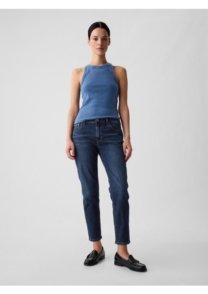 Kadın Lacivert Mid Rise Girlfriend Jean Pantolon