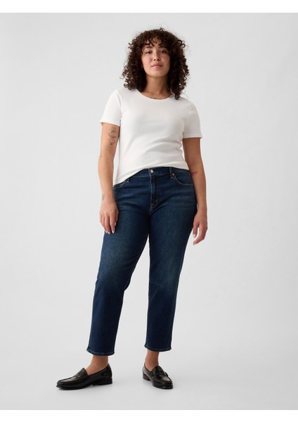 Kadın Lacivert Mid Rise Girlfriend Jean Pantolon