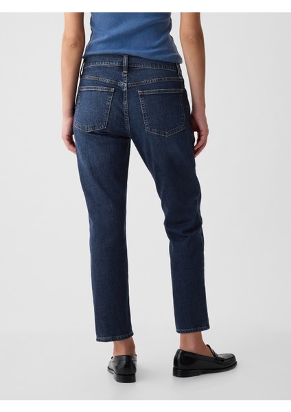 Kadın Lacivert Mid Rise Girlfriend Jean Pantolon