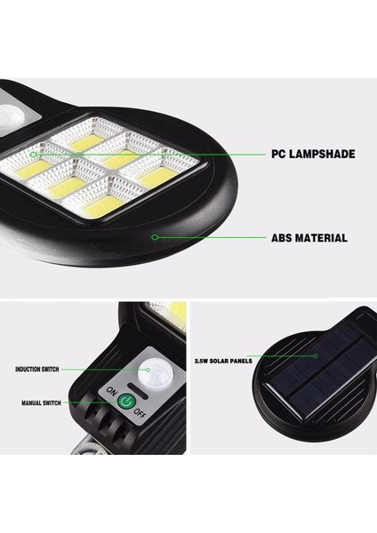 CL-182-6 48 Cob Ledli Sensörlü Solar Sokak Lambası (4987)