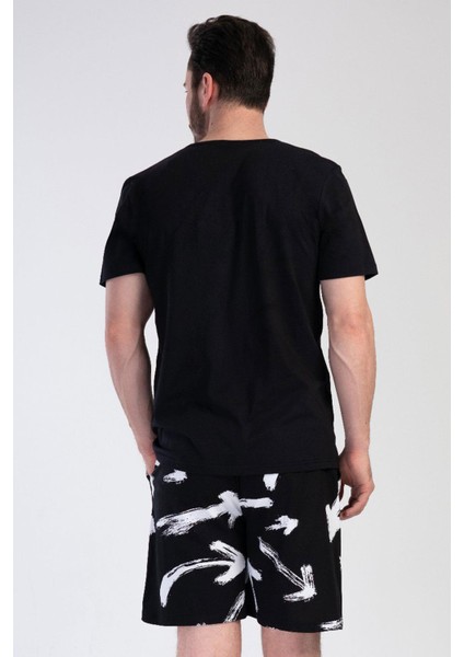 Siyah Erkek Kısa Kollu Şortlu Pijama Takımı modelleri