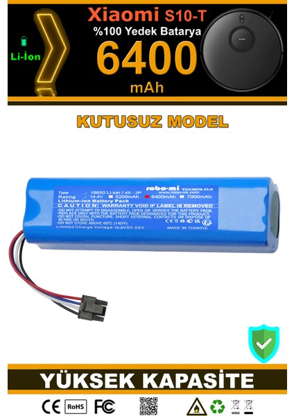 Xiaomi Mi Robot Vacuum S10T Uyumlu 6400.MAH Batarya(Kutusuz)