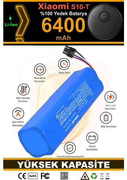 Xiaomi Mi Robot Vacuum S10T Uyumlu 6400.MAH Batarya(Kutusuz)