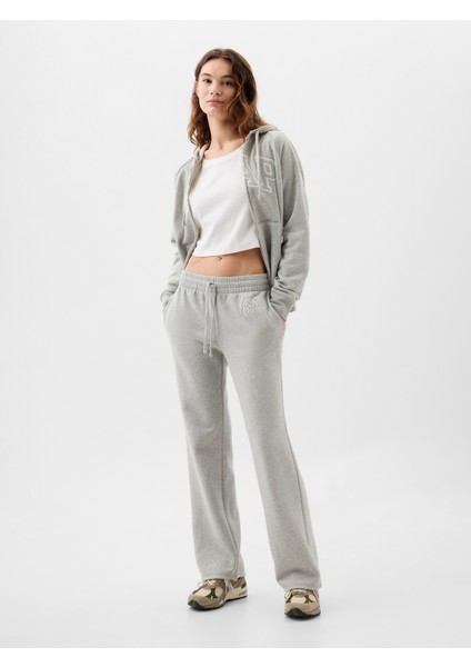 Kadın Gri Gap Logo Bootcut Fleece Eşofman Altı