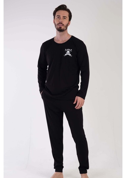 Man Siyah Erkek Uzun Kollu P.suprem Pijama Takımı