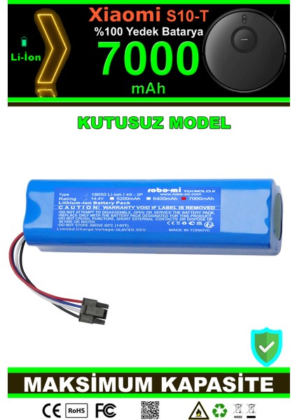 Xiaomi Mi Robot Vacuum S10T 7000mAh Robot Süpürge Bataryası - Gerçek Kapasite, Maksimum Güvenlik
