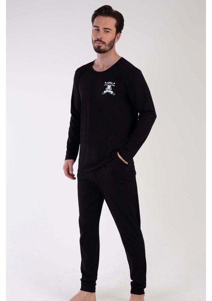 Man Siyah Erkek Uzun Kollu P.suprem Pijama Takımı