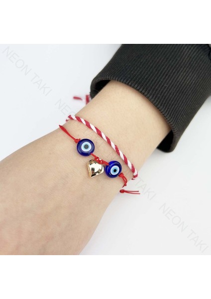 Neon Takı, Duyarlılık Etiketi ve Marteniçka Model 6, 2ad. Bileklik, Paslanmaz Kalp, Boncuklar Lacivert Renk