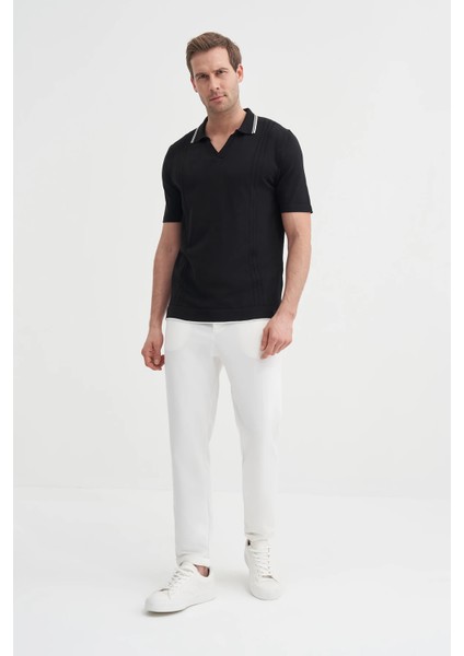Triko Siyah Erkek Polo Yaka T-Shirt 3037