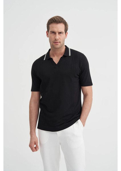 Triko Siyah Erkek Polo Yaka T-Shirt 3037 fiyatları
