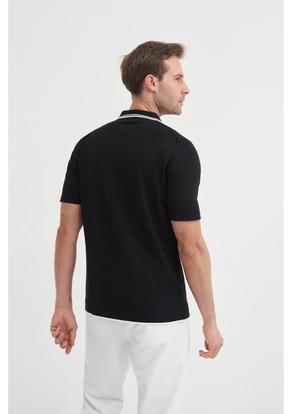 Triko Siyah Erkek Polo Yaka T-Shirt 3037 modelleri