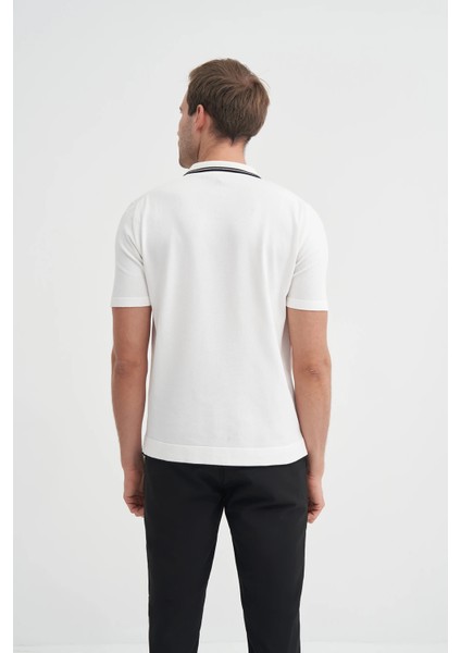 Triko Beyaz Erkek Polo Yaka T-Shirt 3037