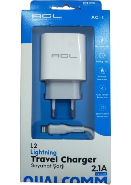 Şarj Başlık+Kablo Iphone (Ligthining) 10W 2.1A