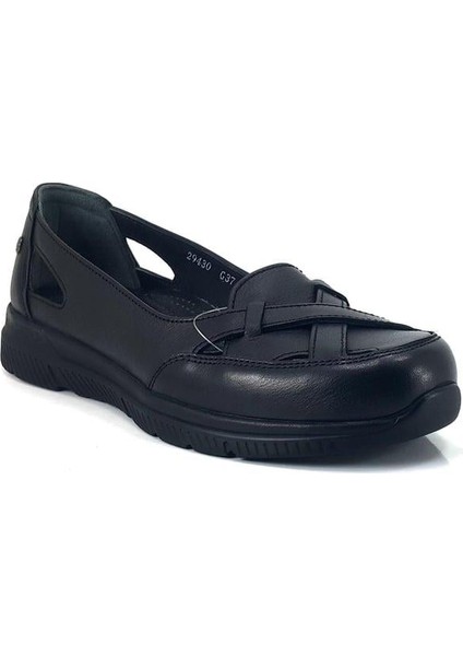 Anya Anatomik Deri Günlük Bayan Ayakkabı-Siyah