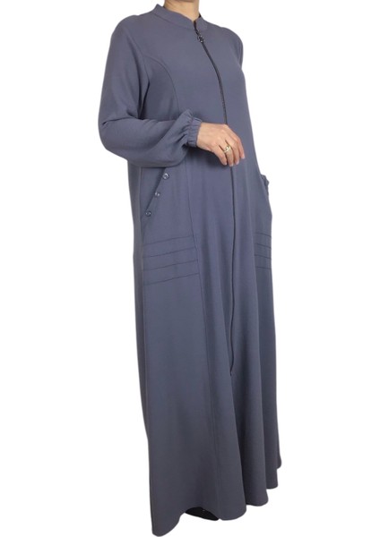 Kadın Kolağzı Lastikli Önü Fermuarlı Üstten Cepli Ince Yazlık Ferace fiyatları