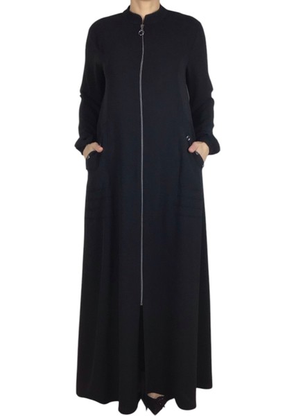 Kadın Kolağzı Lastikli Önü Fermuarlı Üstten Cepli Ince Yazlık Ferace indirimleri