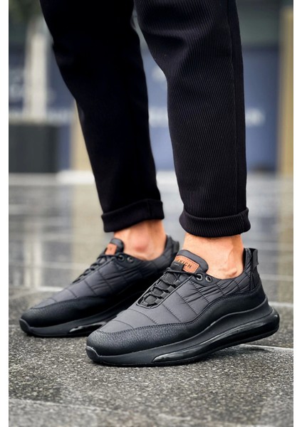 SHO179 Bağcıklı Yüksek Taban Cst Sporty Runner Erkek Ayakkabı Sıyah