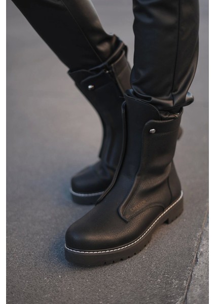 SHO027 Fermuarlı Yüksek Taban Cst Quebec Erkek Bot Sıyah indirimleri