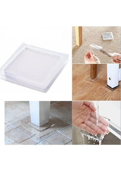 4 Adet Silikon Şeffaf Zemin Koruyucu Kaydırmaz Dayanıklı Ped