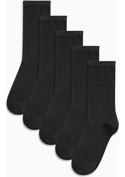 5 Çift Bambu Dikişsiz Unisex Siyah Soket Çorap