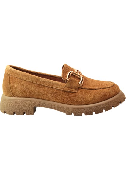 4262 Deri Nubuk Tokalı Kadın Loafer Ayakkabı