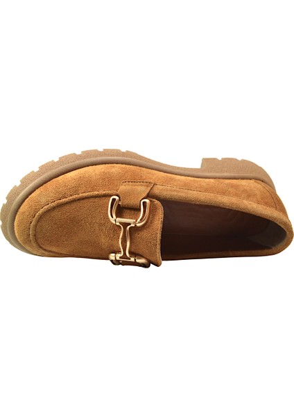 4262 Deri Nubuk Tokalı Kadın Loafer Ayakkabı