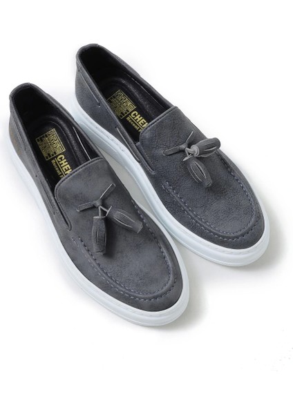 SHO127 Bağcıksız Püsküllü Cbt Loafer-X Erkek Ayakkabı Antrasıt
