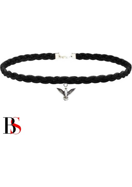 Siyah Süet Saç Örgü Albatros Kuşu Kadın Choker fiyatları