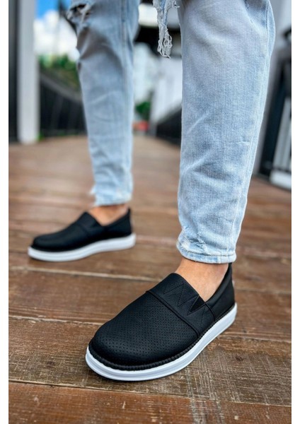 SHO091 Bağcıksız Slip-On Rbt Brecon Erkek Ayakkabı Sıyah