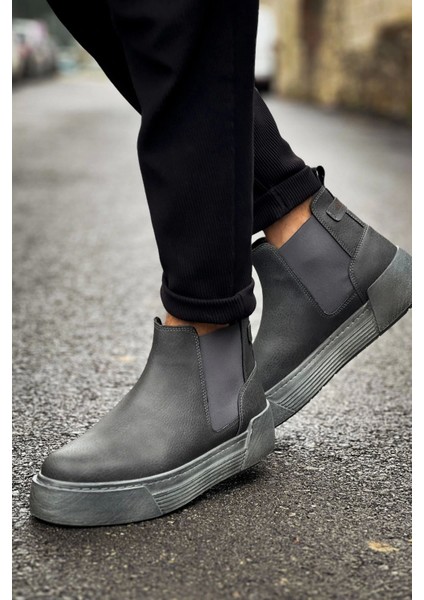 SHO069 Bağcıksız Lastikli Chelsea Crt Harmany Erkek Bot Antrasıt