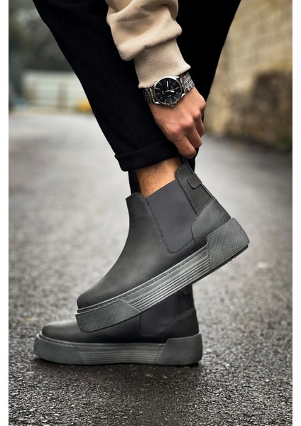 SHO069 Bağcıksız Lastikli Chelsea Crt Harmany Erkek Bot Antrasıt modelleri