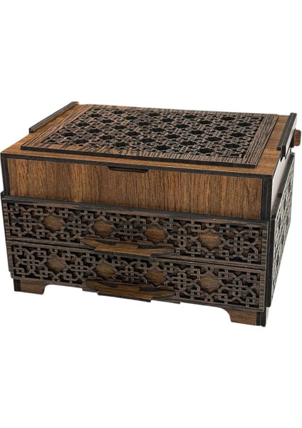 Bir Lazer Dekoratif 3 Çekmeceli Takı Bijuteri Mücevher Kutusu Organizer Düzenleyici Ahşap 19 x 25 x 15 cm modelleri
