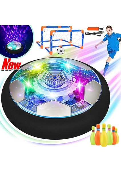 4in 1 Hover Futbol Topu Erkek Çocuk Oyuncakları Bowling Oyuncak Seti Futbol Kapalı Yüzen Futbol Topu ile LED Işık Oyuncaklar Için Erkek Kız Hediye fırsatları