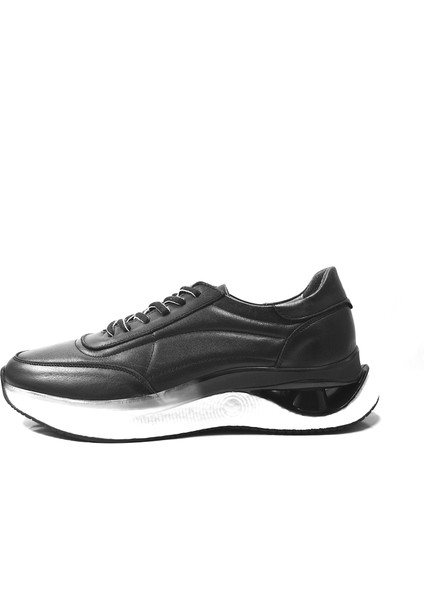 SH.260 Deri Siyah Esnek Taban Sneakers Erkek Ayakkabı